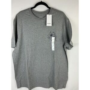 Goodfellow & Co Mens XL Heathered Gray Floral Graphic Print Short Sleeve T Shirt